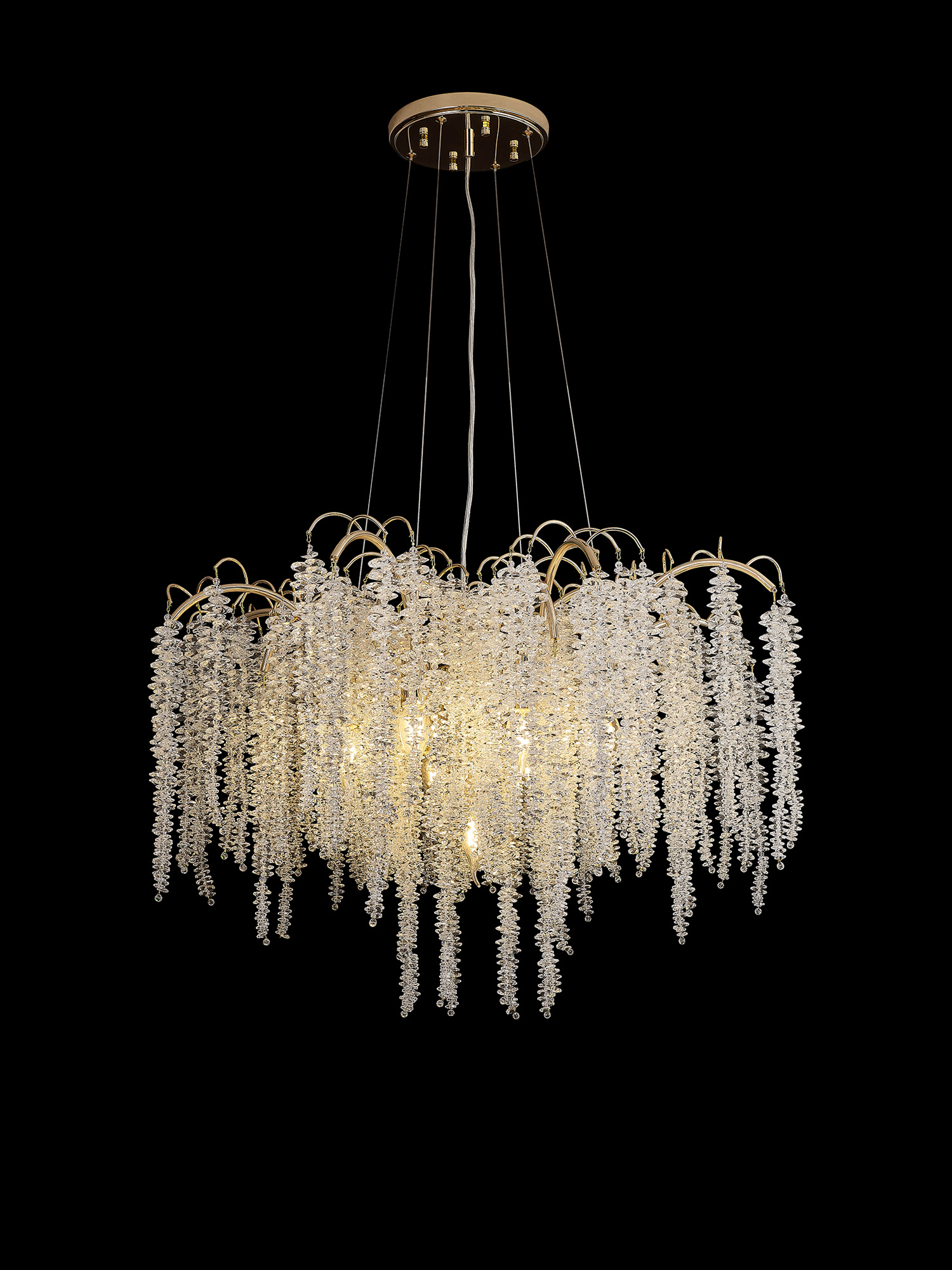 Wisteria French Gold Crystal Ceiling Lights Diyas Multi Arm Crystal Fittings